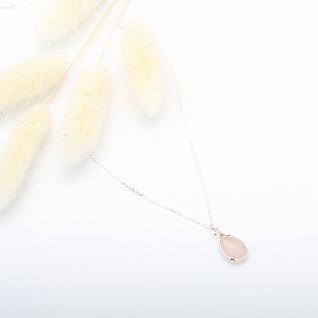 【Angel & Me】Large Rose Quartz Crystal Raindrop s925 sterling silver necklace, , large