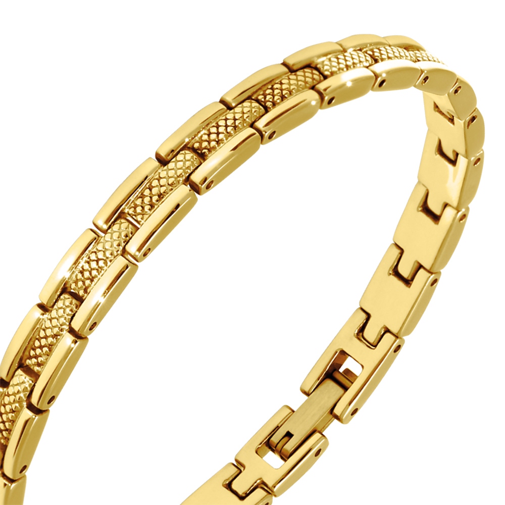 【快速出貨】法國 ROCHET Santorin系列 不鏽鋼男士手鍊-金 HB4786, , large