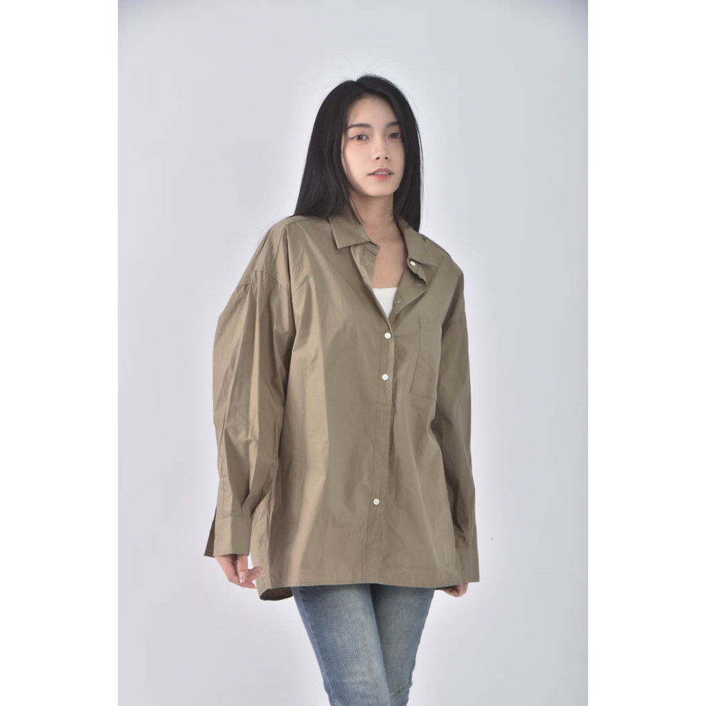 (2XL) woodsage韓牌純棉排扣綠色襯衫上衣二手衣, , large