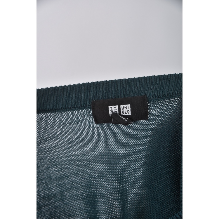 (S) uniqlo質感圓領綠色長袖上衣二手衣, , large