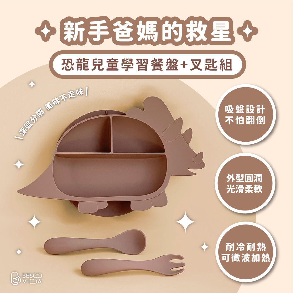 Jurassic Dinosaur Learning Plate Utensils Set - Triceratops