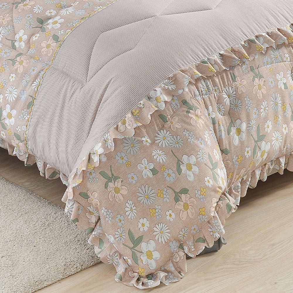 [LY SHIN BEDDING] Betrise Falling flowers in autumn scenery | Washable/machine washable Korean retro soft cotton silver ion anti-bacterial anti-bacterial feather velvet warm winter quilt - large size 180x210cm, , large