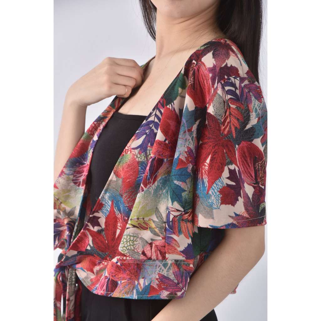 (M) 質感綁帶紅色罩衫二手衣, , large