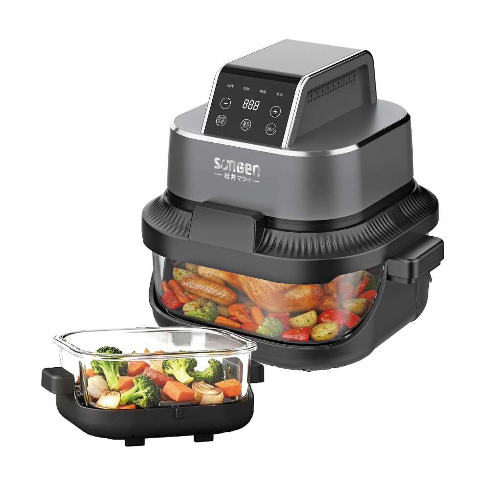 【SONGEN松井】雙饗熱旋玻璃氣炸鍋/烘烤爐/氣炸烤箱(SG-340AF), , large