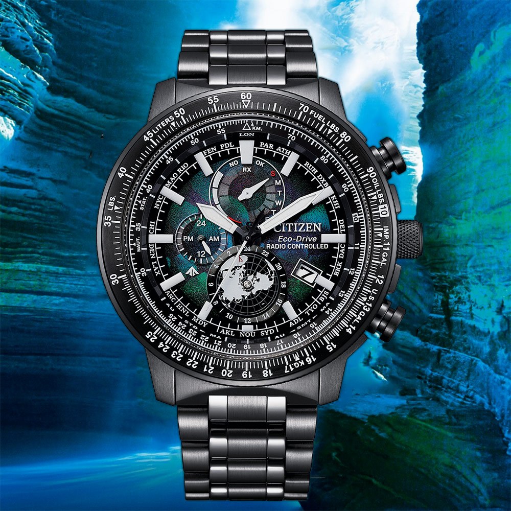 CITIZEN 星辰 100週年限量宇宙幻彩 飛行錶 光動能電波手錶 BY3005-56E, , large