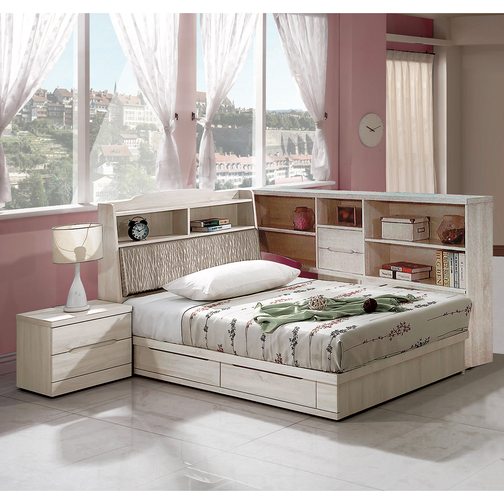 【唯熙傢俱】肯尼斯鋼刷白床頭櫃, , large