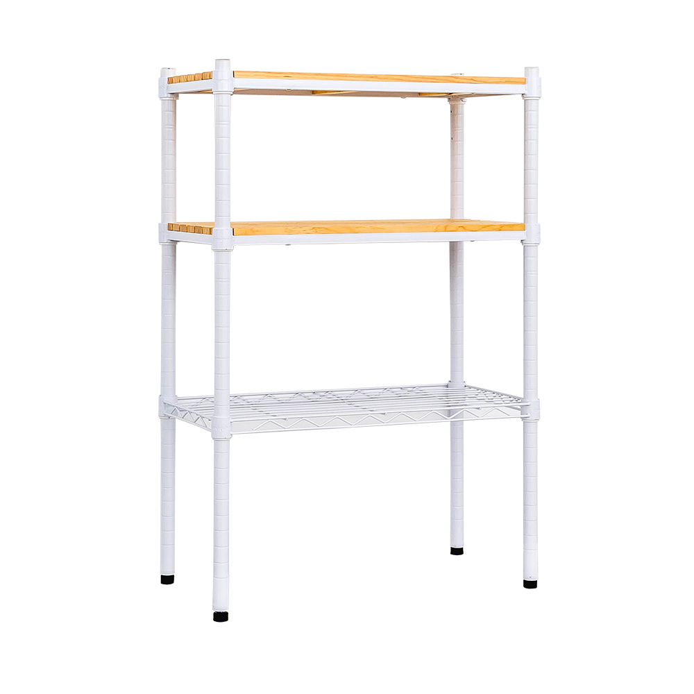 【Y HOUSE】60x30x75cm pine wood three-layer storage rack rack iron rack - white paint, , large