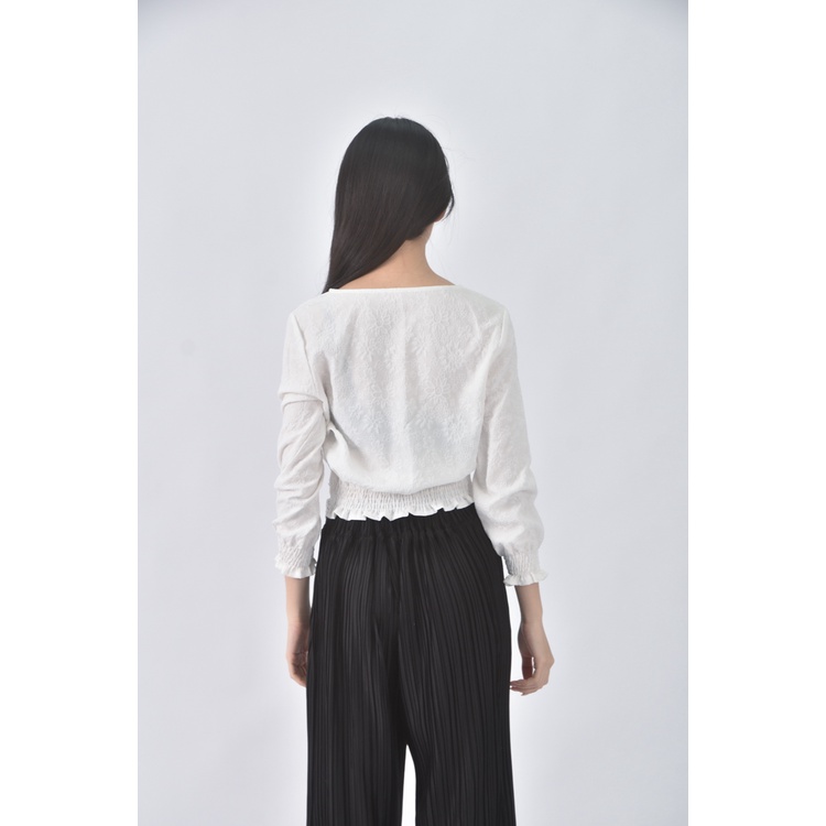 (S) epabis質感圓領白色長袖上衣二手衣, , large