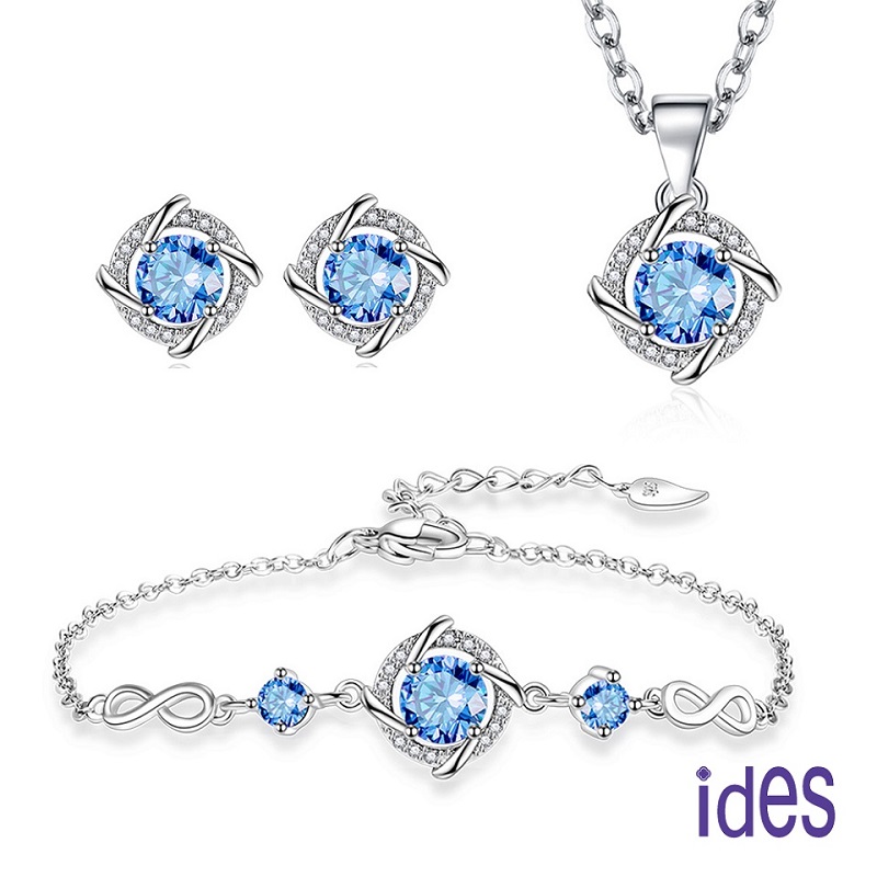 [ides愛蒂思] 歐風彩寶系列設計款項鍊手鍊耳環套組/璀璨幸運草