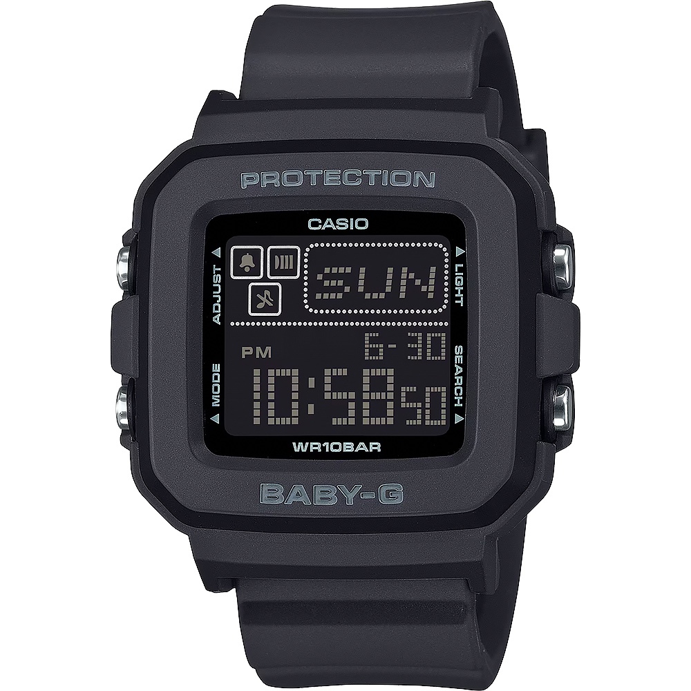 CASIO 卡西歐 BABY-G 單色像素動畫數位手錶-黑 BGD-10-1, , large