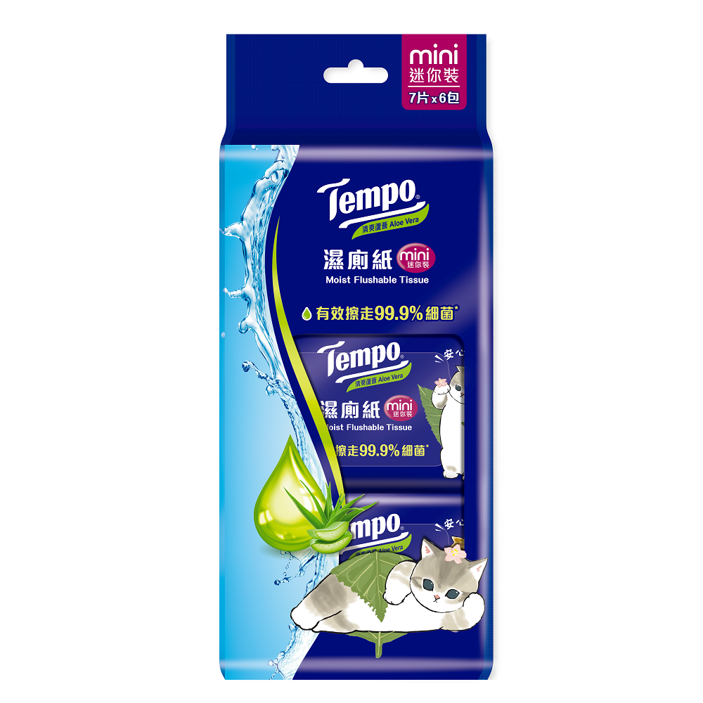 Tempo Moist Flushable Tissue Mini, , large