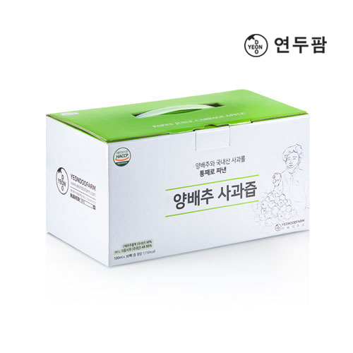 【韓國YEONDOOFARM妍杜農場】NFC 100% 高麗菜蘋果汁  (100ml × 20包) 箱, , large