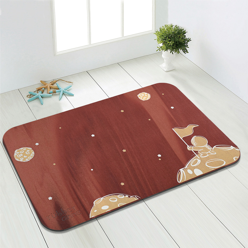 【Monster】 Luminous Soft Diatomaceous Earth Absorbent Mat – Interstellar Voyage (60x40cm) – Red-Brown Series, , large