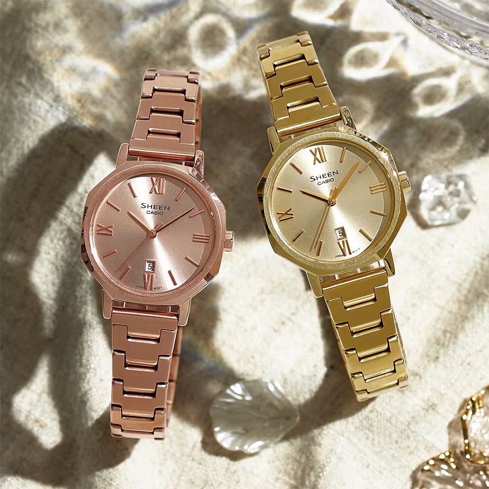 CASIO 卡西歐 SHEEN 八角形鍊帶女錶 SHE-4554G-9A, , large