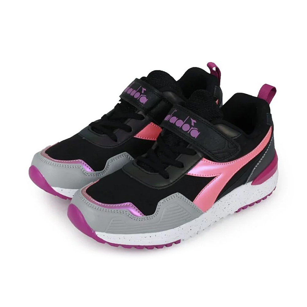 DIADORA迪亞多那 大童炫彩越野鞋 童運動鞋 童鞋 時尚 防潑水 寬楦 輕量 吸震 減壓 健康鞋墊 止滑 黑藍 黑粉, , large