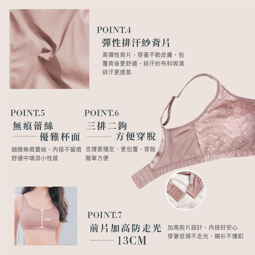 【可蘭霓Clany】台灣製蕾絲涼感多功能M-2XL無鋼圈內衣 膚色 6920-15, , large