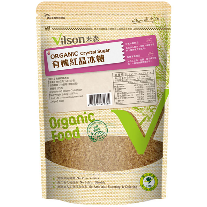 【米森 vilson】有機紅晶冰糖(450g/包), , large