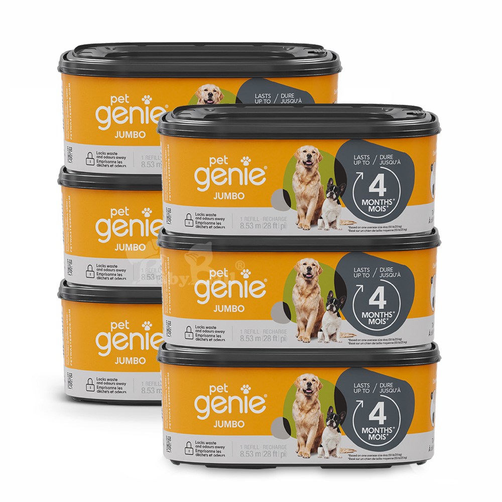 【倆寶貝精品館】加拿大Pet Genie 寵物鎖便桶 多層鎖臭塑膠袋匣(加長型)ｘ6入, , large