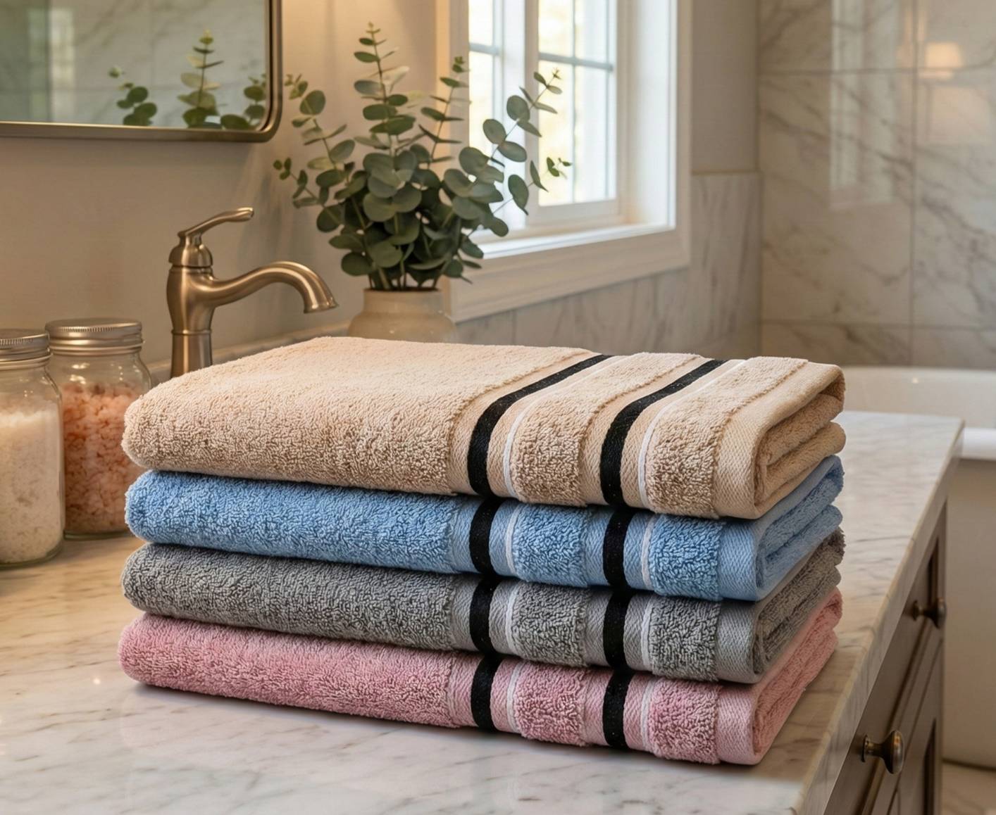 凱美浴巾｜ MIT台灣製 深色黑邊條紋浴巾 頂級12兩超厚實純棉緞檔設計 單入組 隨機出色, , large