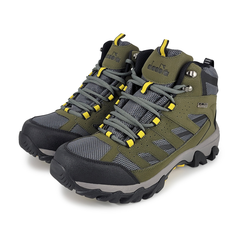 DIADORA迪亞多那 高筒抗水登山鞋 男運動鞋 越野鞋 防水 寬楦 高腳背 寬腳板 反光 吸震 減壓 防滑 綠 卡其, , large