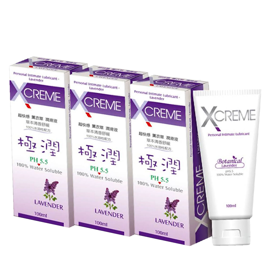 【XCREME超快感】三瓶薰衣草潤滑液 100ml 草本滋潤精華, , large