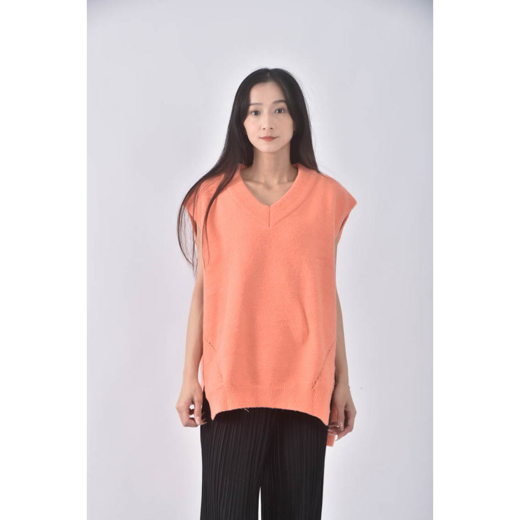 (XL) i blle韓牌背心橘色毛衣二手衣, , large