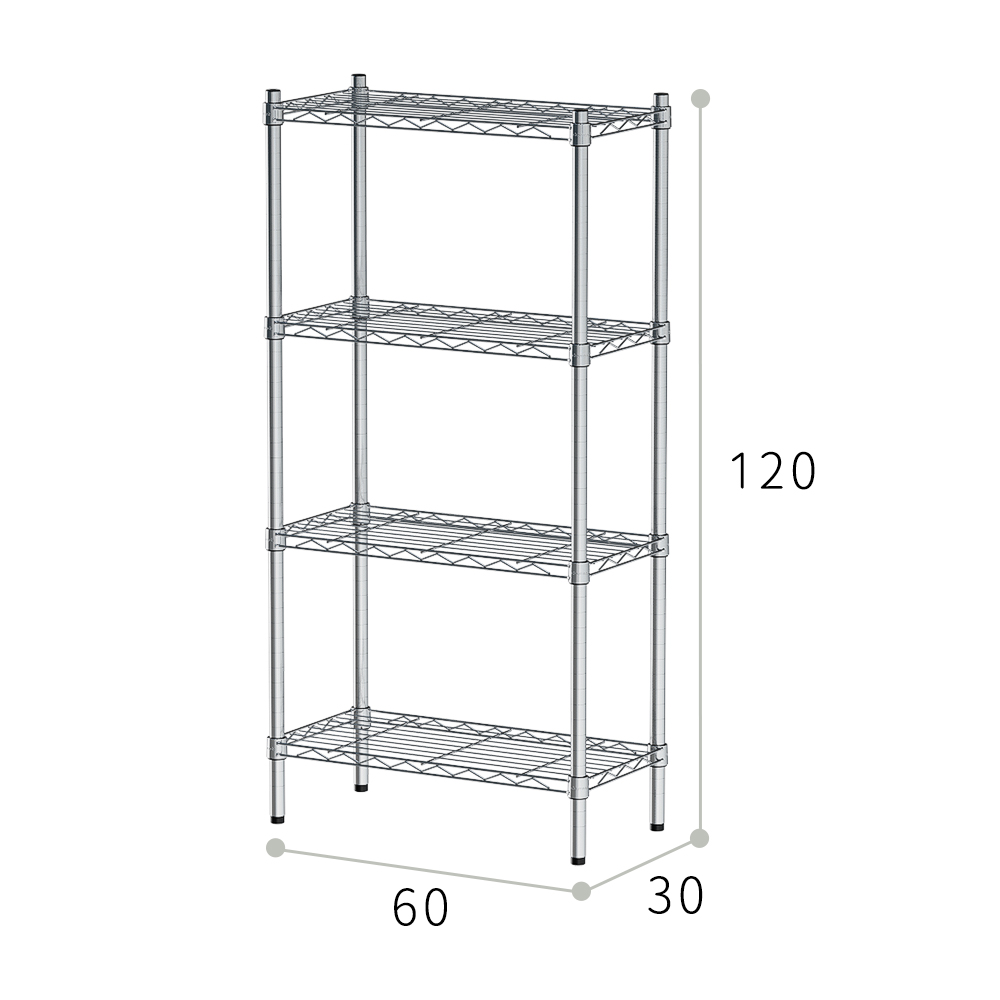 【Y HOUSE】60x30x120cm Lightweight Four-layer Iron Rack Iron Rack Shelf - Painted Black, , large