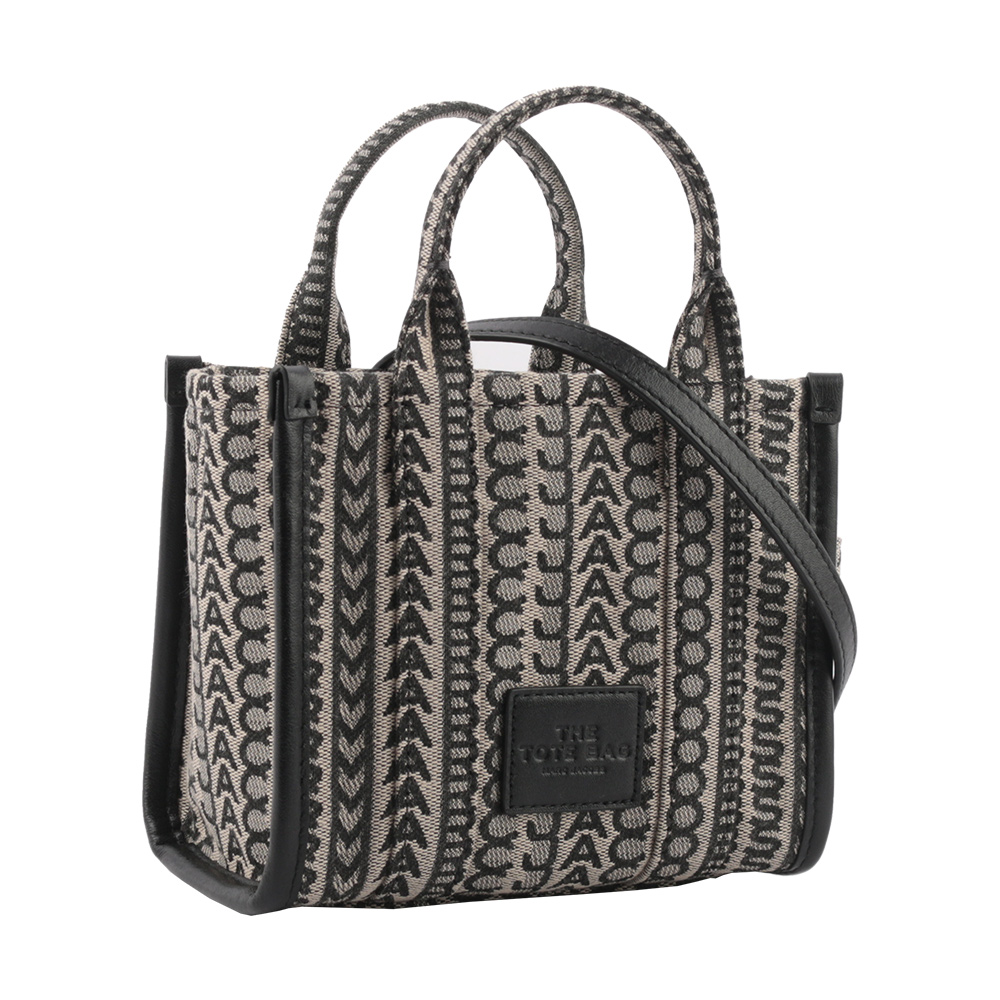 MARC JACOBS THE MONOGRAM TOTE 滿版標誌迷你托特包/黑色/深米色, , large
