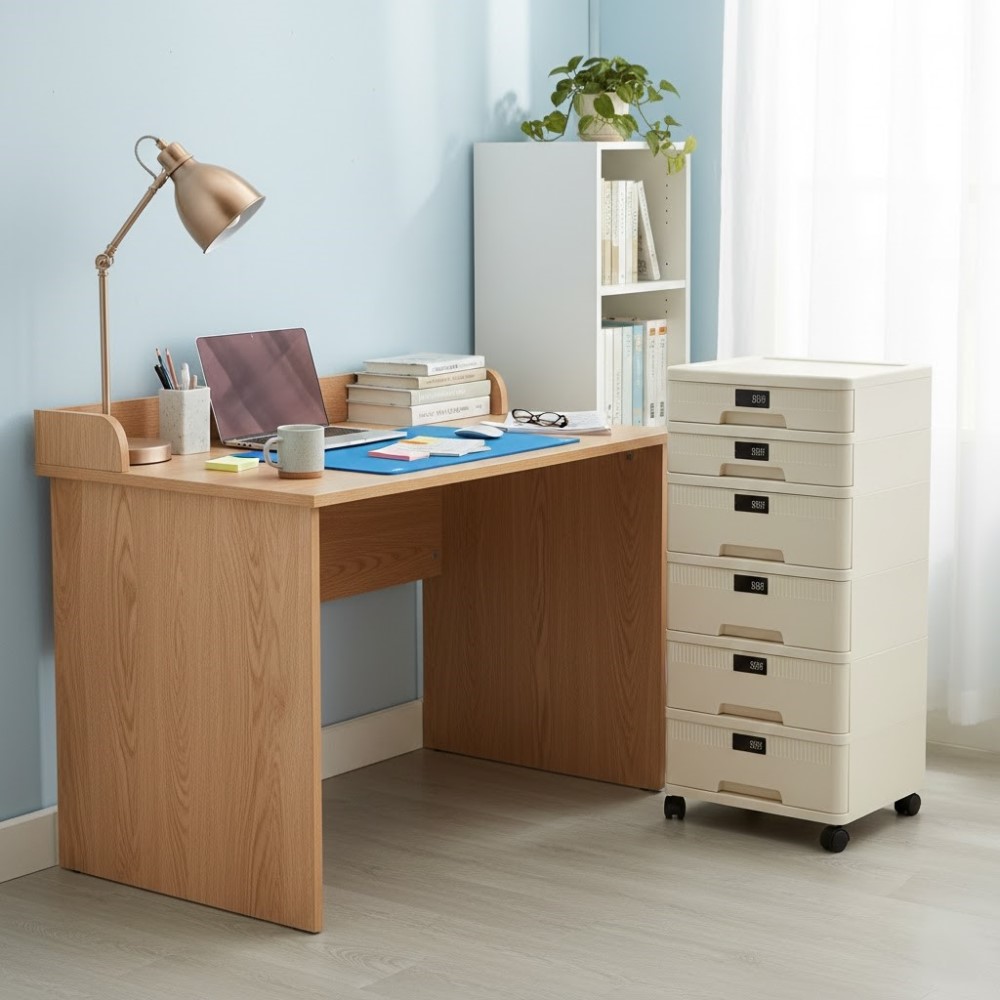 【AOTTO】六層密碼鎖附輪辨公文件收納櫃(AL-612), , large