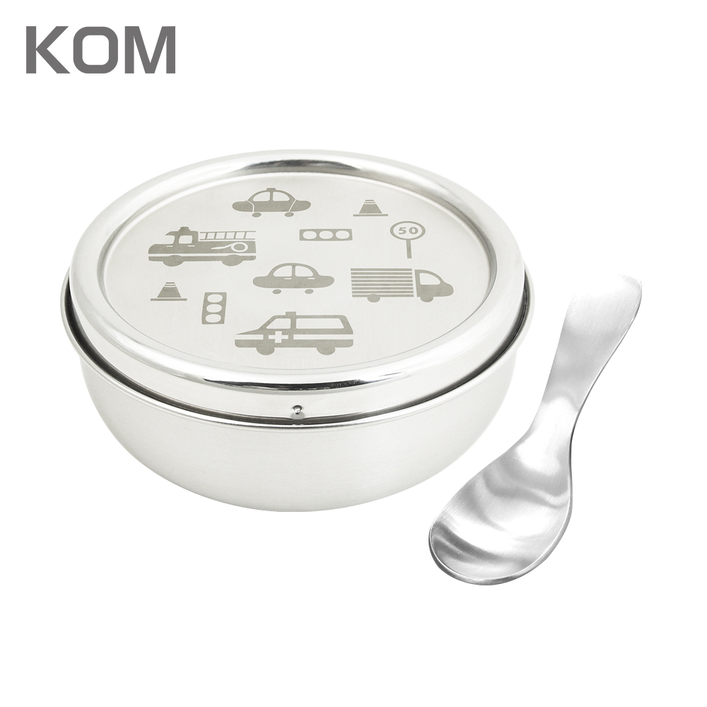 【KOM】台灣製316不鏽鋼兒童隔熱碗/附湯匙+防水牛津布保溫便當袋/餐袋 2入組(圖案任選), , large