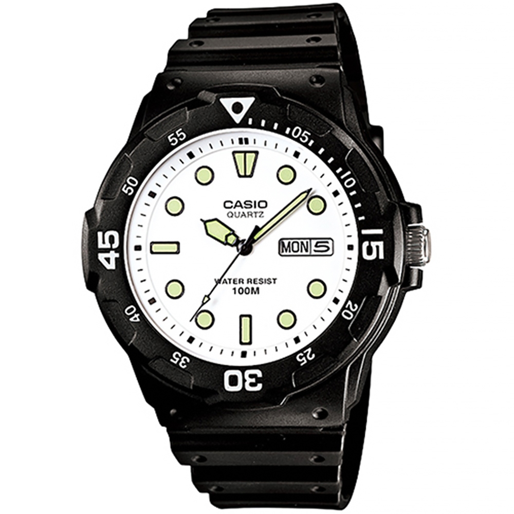CASIO 卡西歐 DIVER LOOK 潛水運動風手錶-黑x白 MRW-200H-7E, , large