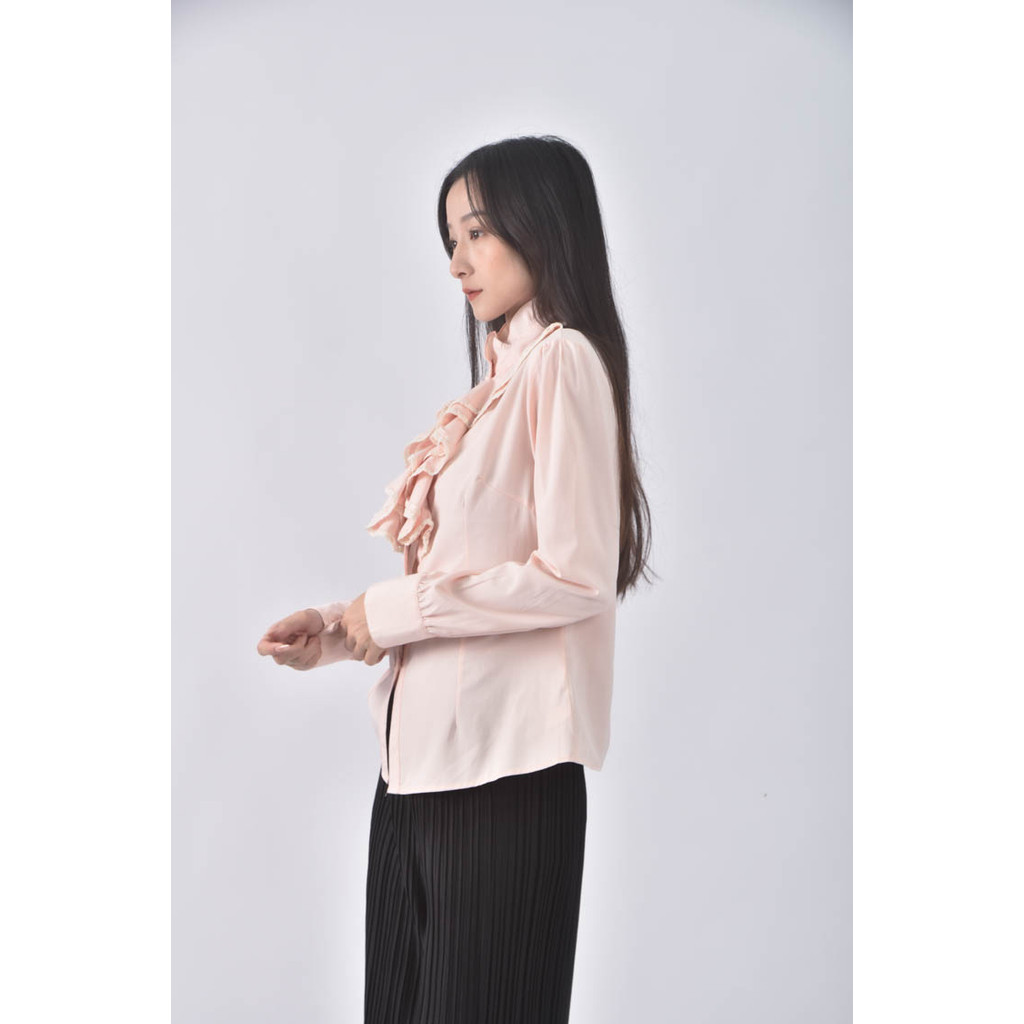 (S) 排扣粉色長袖上衣二手衣, , large