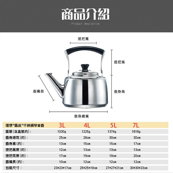 PERFECT 理想牌 晶品304不鏽鋼茶壺一體成型笛音壺 3L-Leidea樂德兒, , large