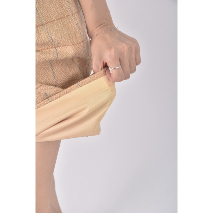 (L) 質感羊毛純羊毛黃色短裙二手衣, , large