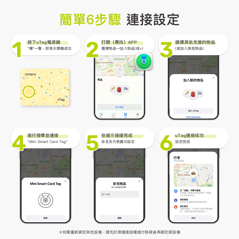 [杰鼎奧拉] omars｜uTag智慧防丟卡｜iOS專用｜無線充電｜支援手機內建APP-石灰白, , large