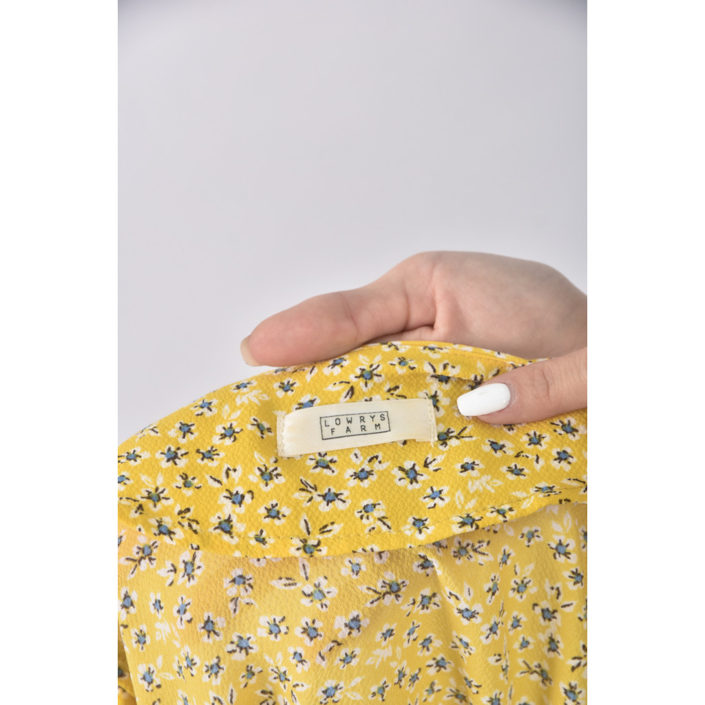 (S) lowrys farm質感Ｖ領黃色長袖上衣二手衣, , large