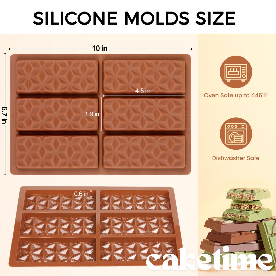 Chocolate Bar Mold Deep Dubai Break Apart Candy Molds Thick Stuffed Silicone Molds, , large