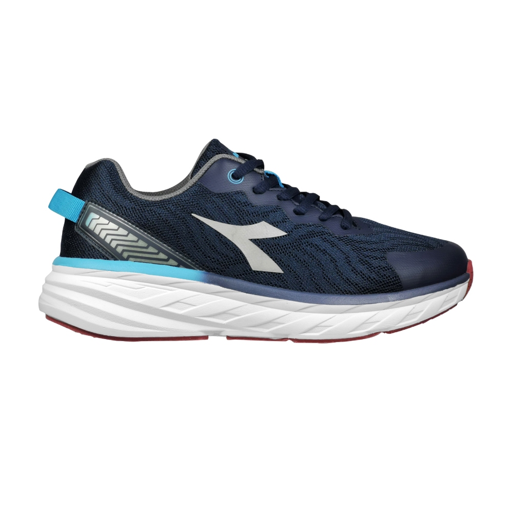 DIADORA迪亞多那 專業輕量夜跑男鞋 男運動鞋 男鞋 慢跑鞋 夜光 透氣 高腳背 寬腳板 吸震 厚底 止滑 藍 灰, , large