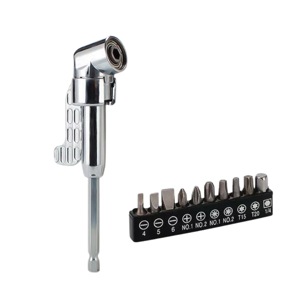 L型電鑽轉角器-105度長款轉角器+批頭套裝10PC, , large