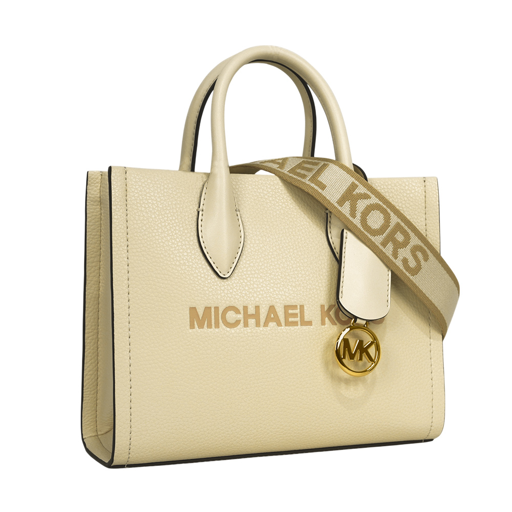 Michael Kors Mirella 荔枝皮革刺繡背帶小款二用托特包/奶油白, , large