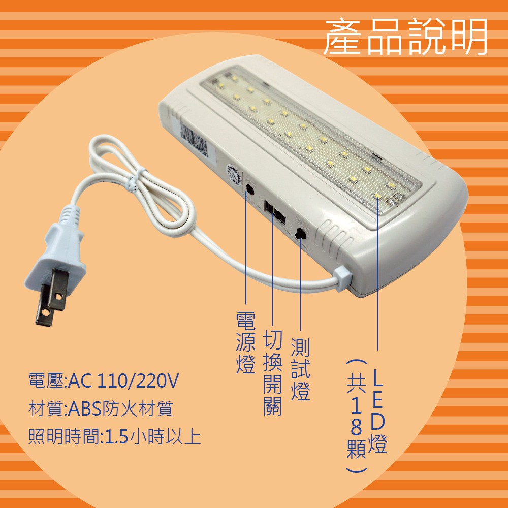 【雙手萬能】輕巧超薄18LED緊急照明燈 (手電筒/免安裝) 防颱 防震, , large