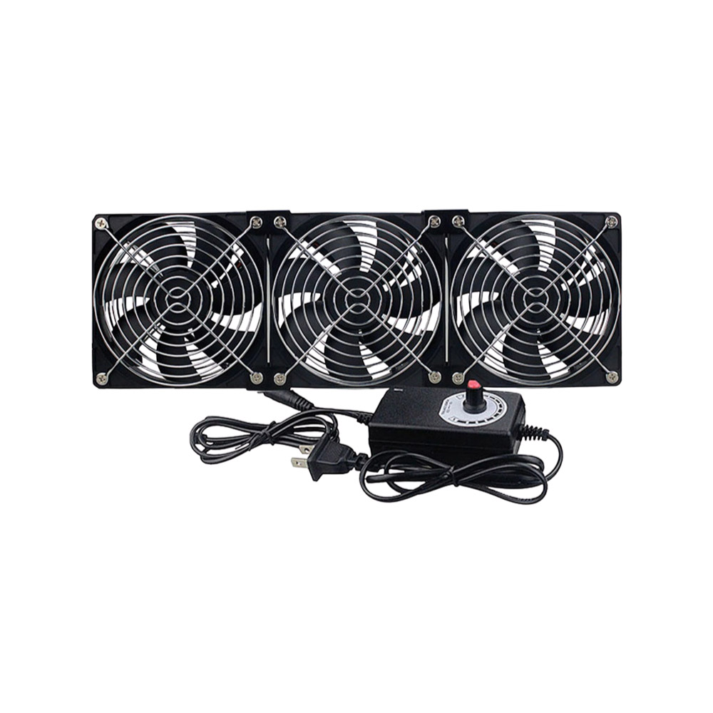 12cm Air Circulation Case Fan - 3 Fans + 6 Metal Mesh Covers + Speed Controller + Accessories + Screws, , large
