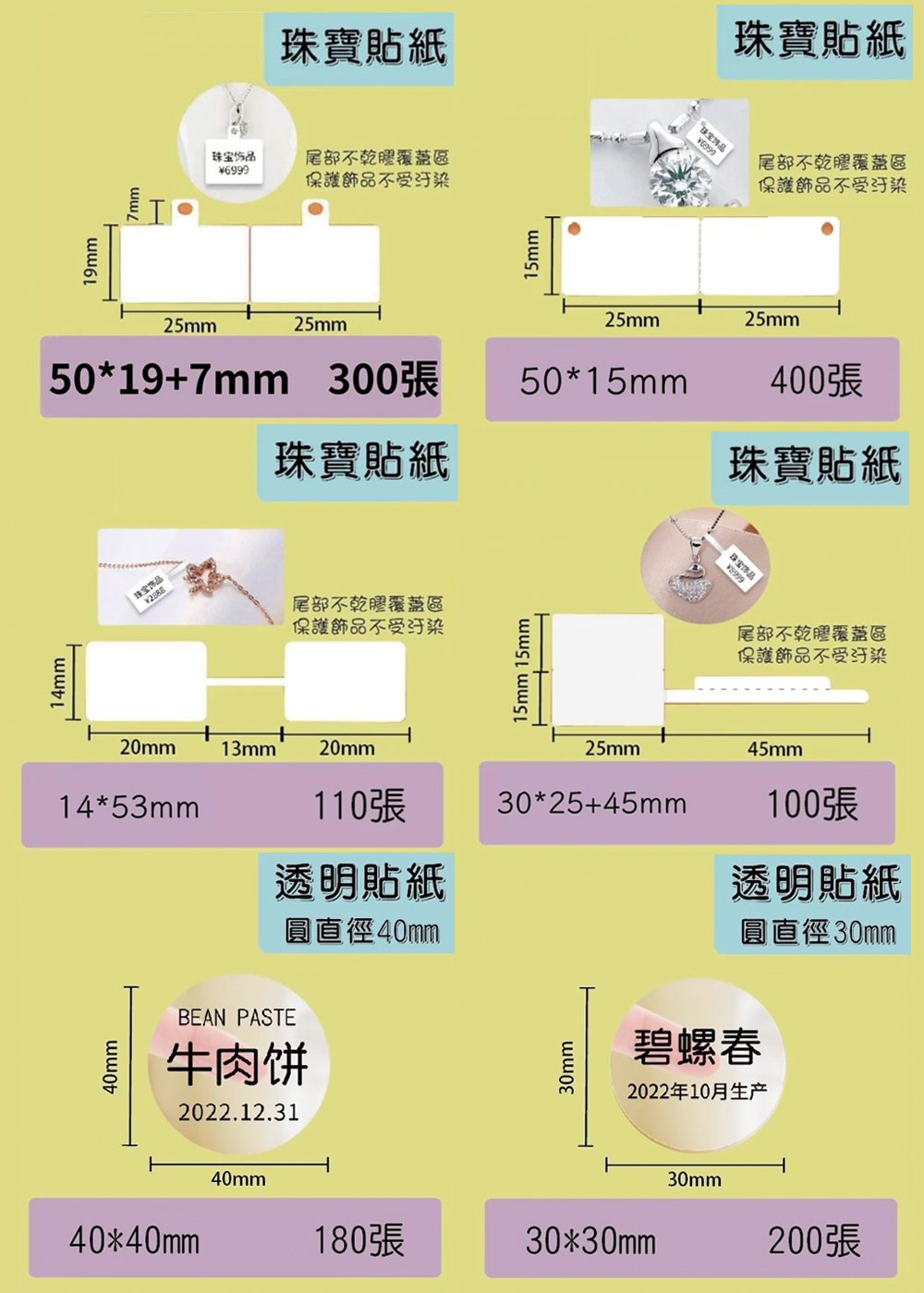 【德佟DETONGER】P1 DP23 DP26原廠熱感應標籤貼紙2入組(珠寶貼紙 花色貼紙 透明標籤), , large