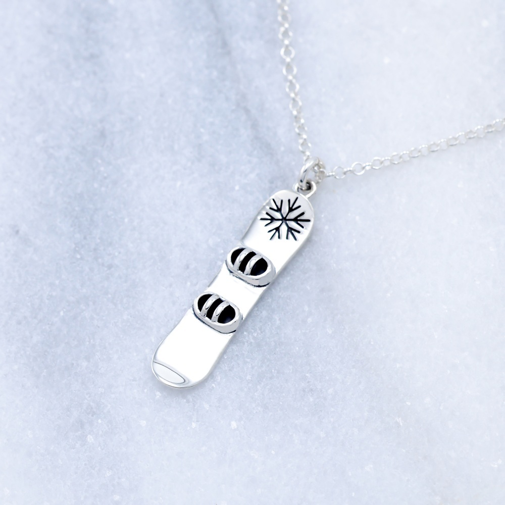 【Angel & Me】3D 滑雪板 s925 純銀項鍊 滑雪 運動 聖誕節禮物