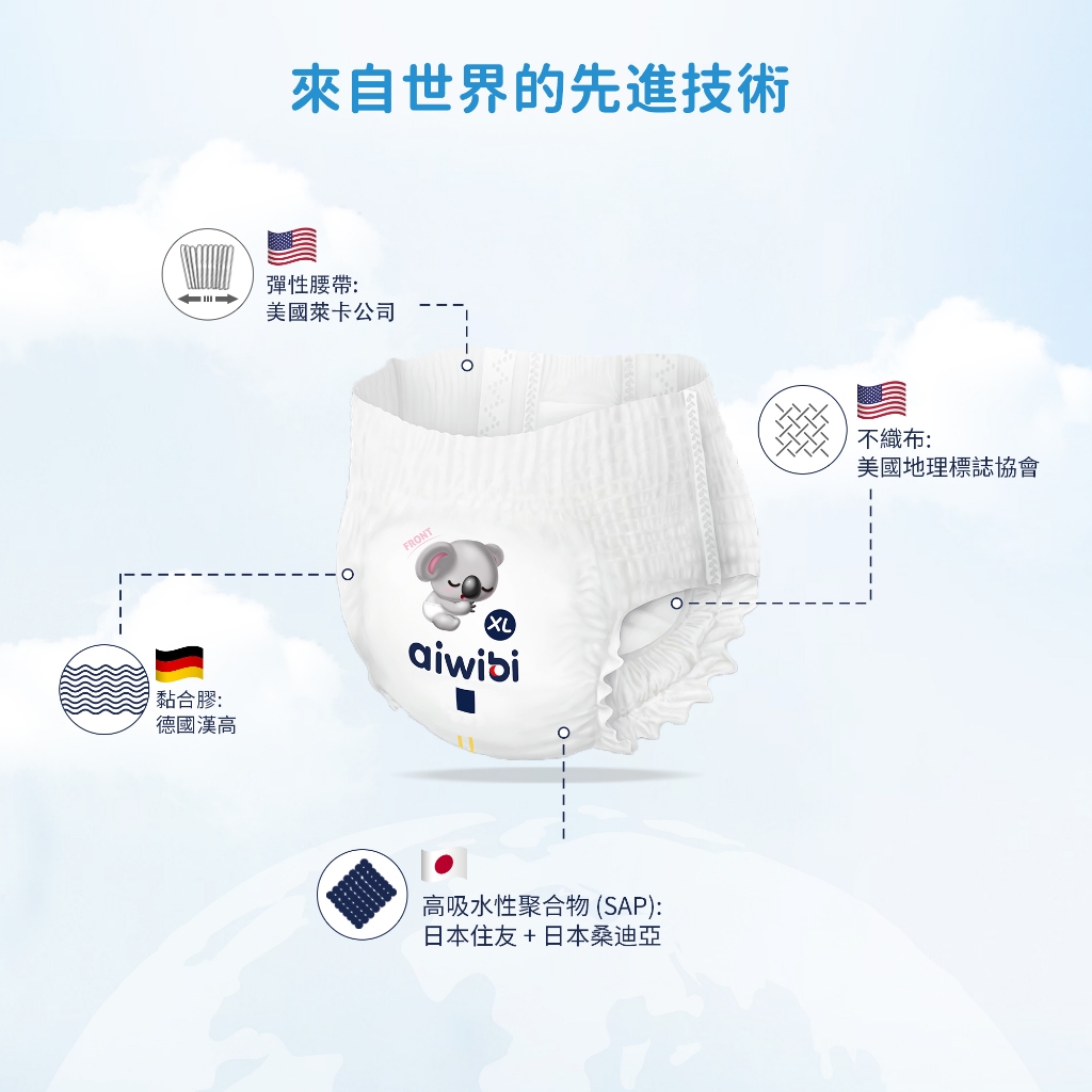 Aiwibi 愛薇彼 零觸感瞬吸紙尿褲 M-XXXL(五包裝) 褲型, , large