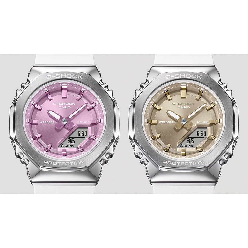 CASIO 卡西歐 G-SHOCK 粉彩金屬八角手錶 女錶 GM-S2110-7A9, , large