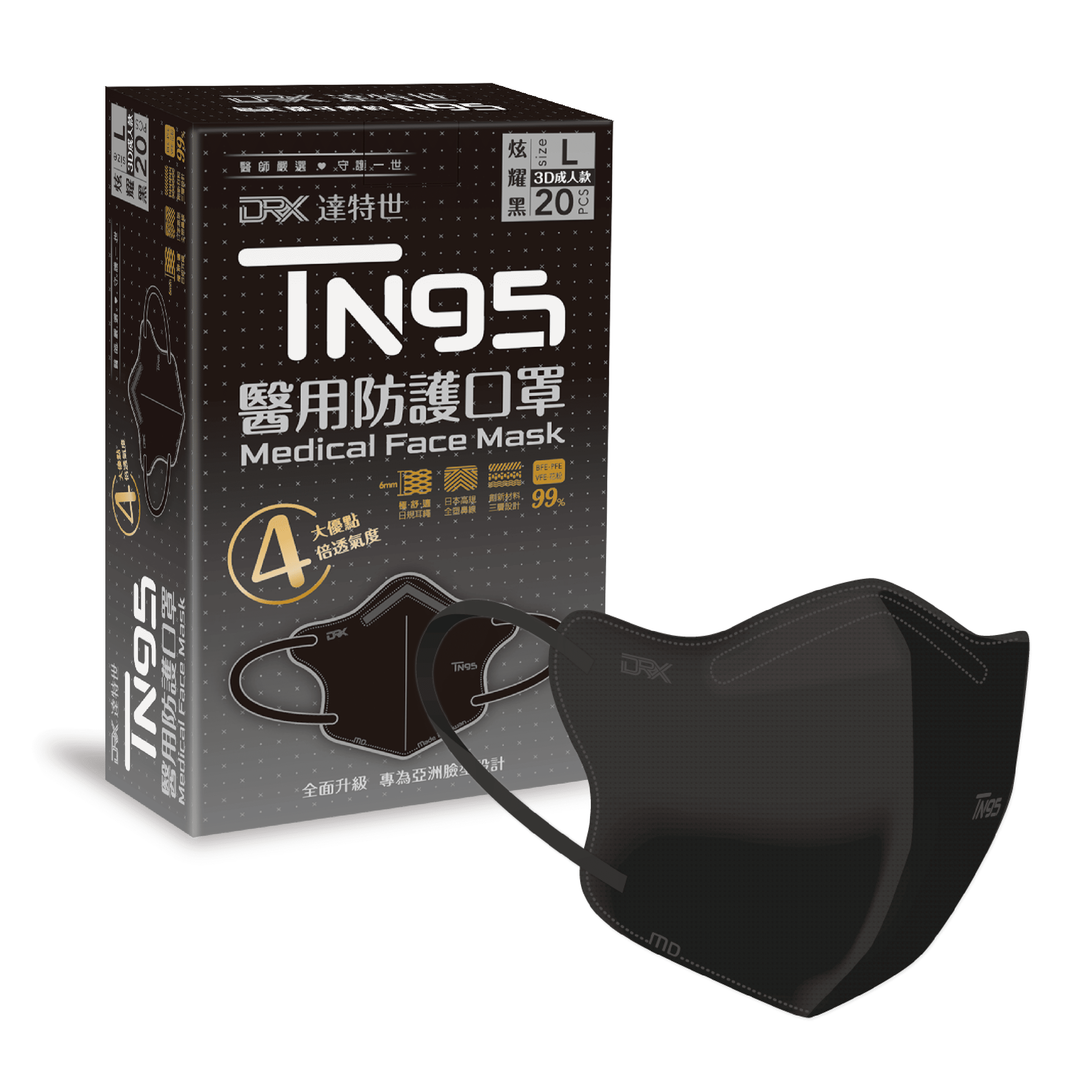 【DRX達特世】TN95醫用3D口罩-甜點四色,幼幼S/20入, , large