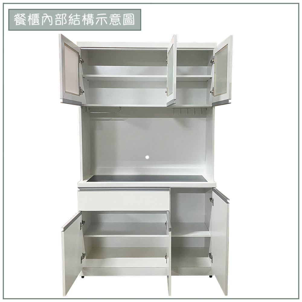 【唯熙傢俱】貝拉白色4尺餐櫥櫃, , large