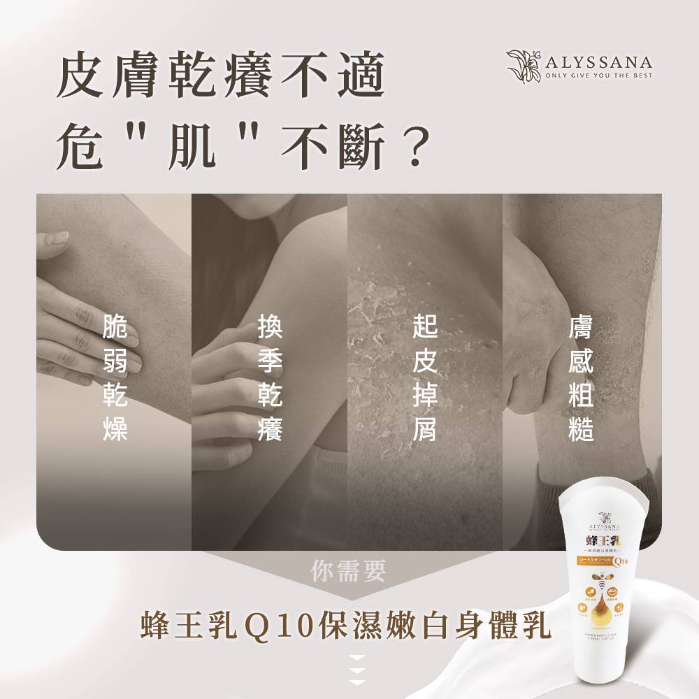 [裕馨]ALYSSANA 蜂王乳Ｑ10保濕嫩白身體乳 100g (四季適用/膠原蛋白/玻尿酸/溫和修護 保濕不黏膩), , large
