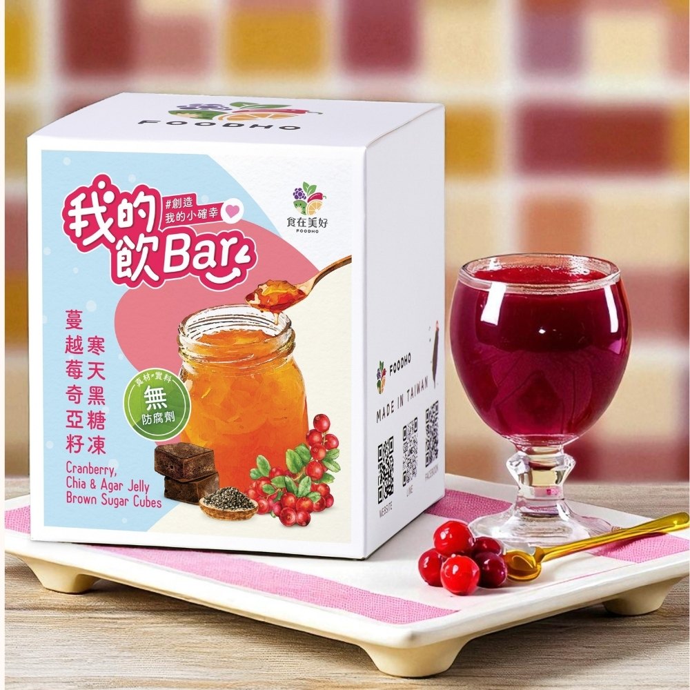 我的飲bar 黑糖塊飲品-蔓越莓奇亞籽寒天黑糖凍(17gx16入/盒), , large